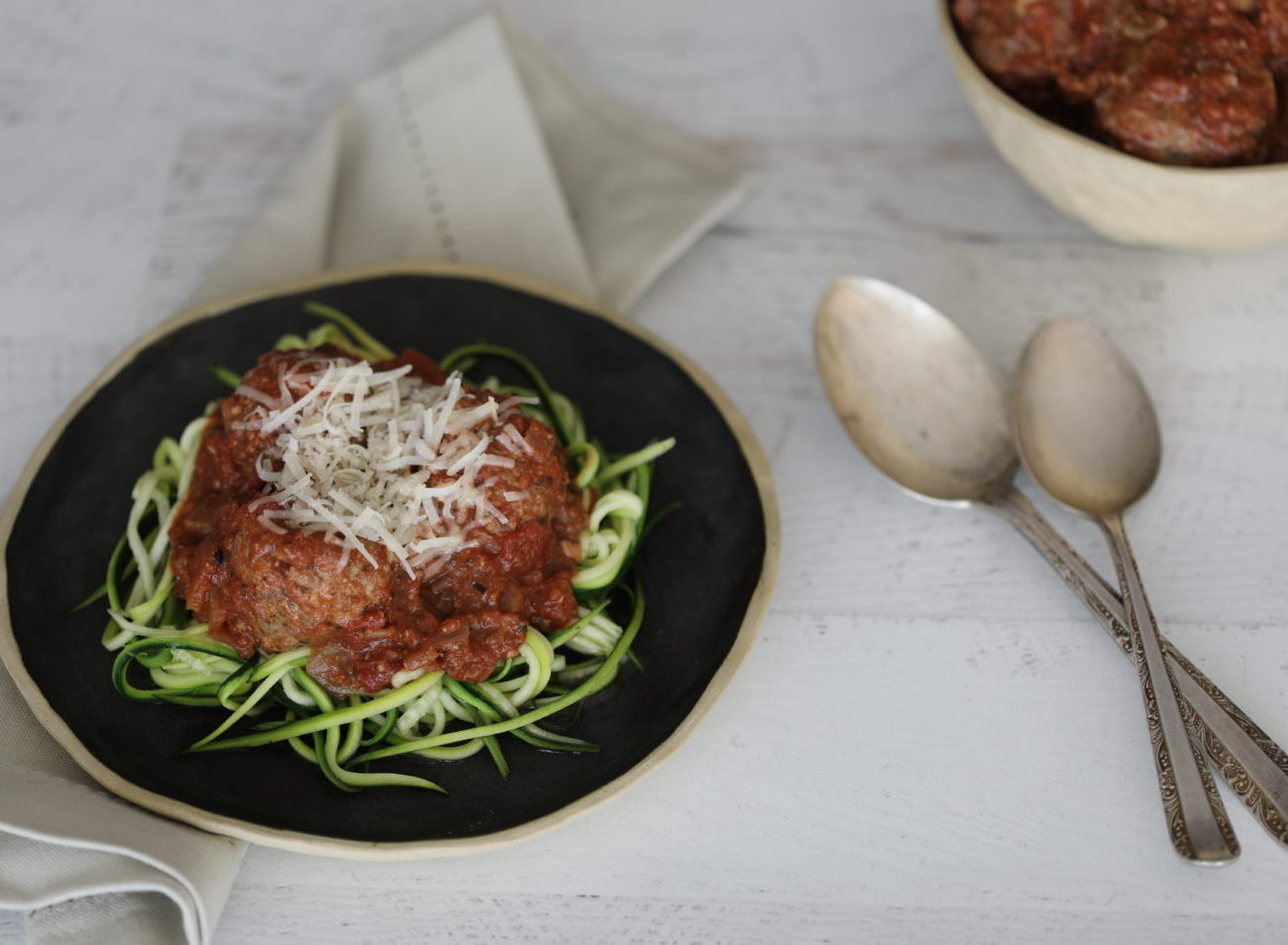 Low Carb Zoodles and Meatballs