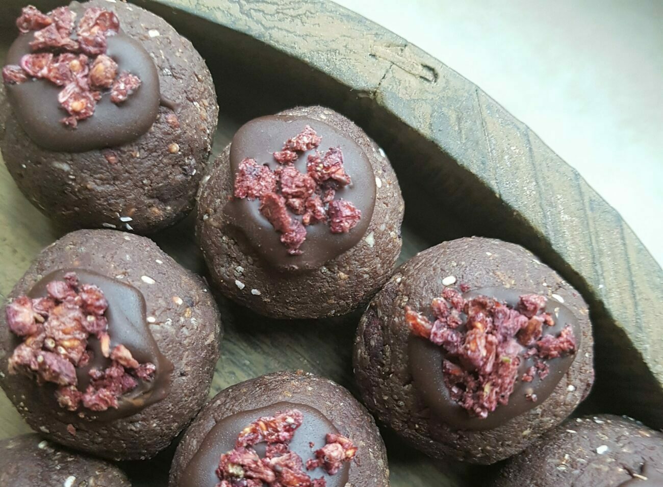 Raspberry Dark Chocolate Bliss Balls