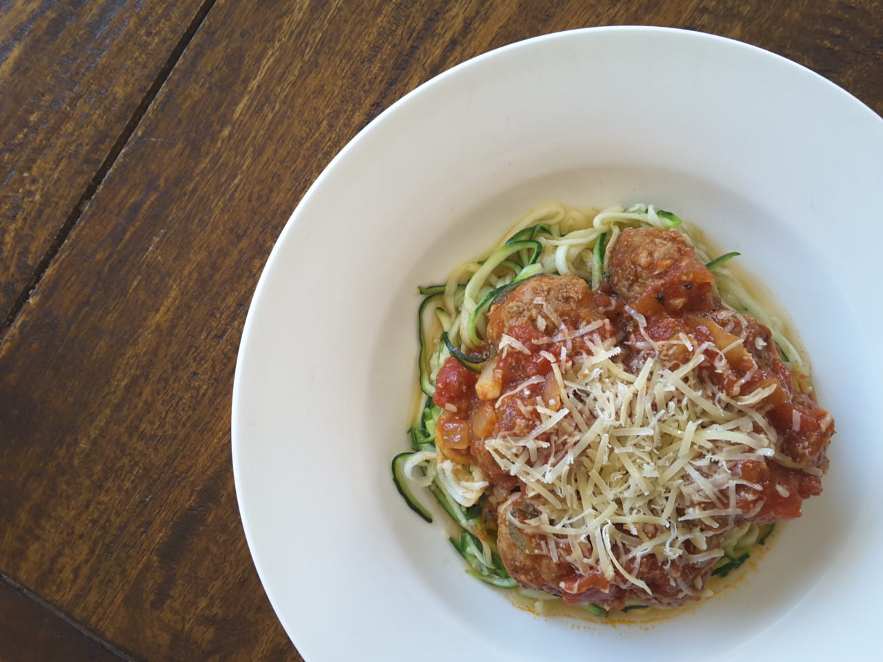 Low Carb Zoodles and Meatballs