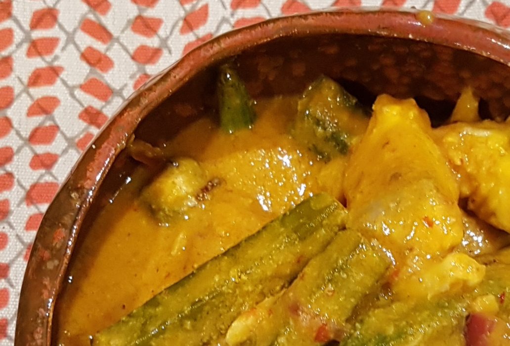 Okra goes really well with the flavors of Low Carb Coconut Fish Curry