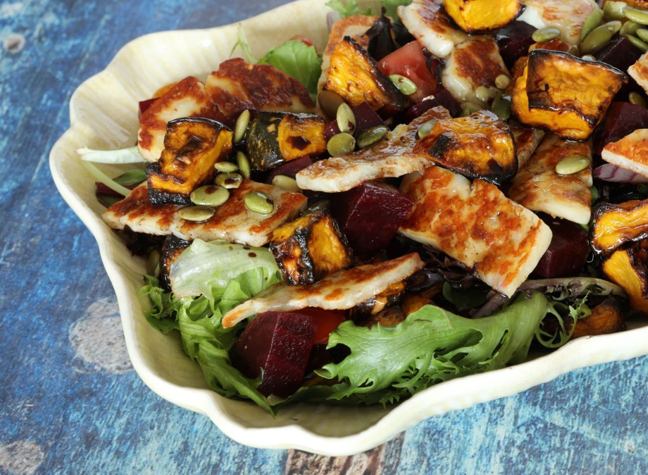 Roasted Pumpkin Haloumi Salad