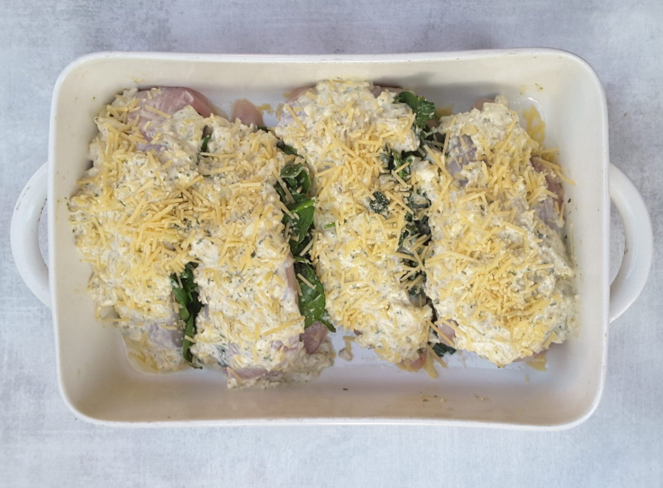 Low Carb Creamy Chicken Spinach Bake