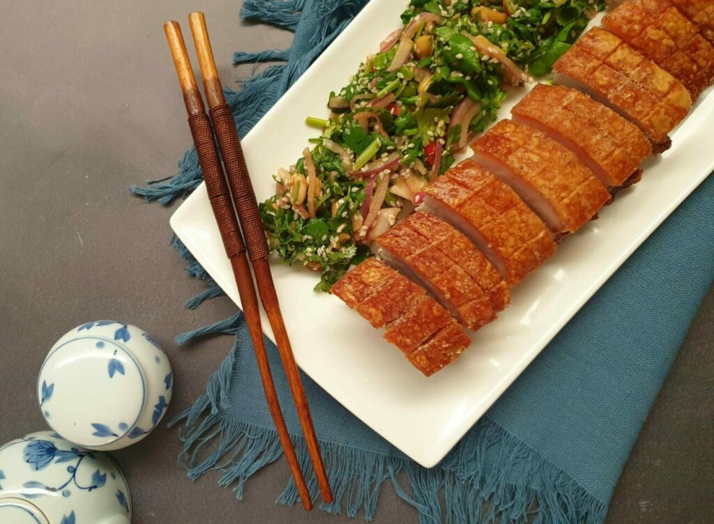 Crispy Pork Belly with Coriander Salad