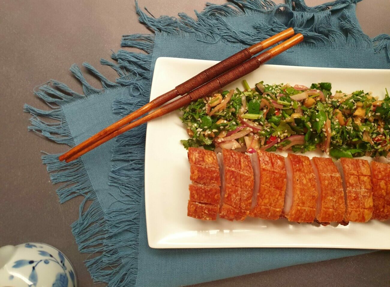 Crispy Pork Belly with Coriander Salad