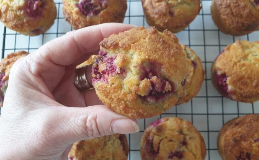 Keto Raspberry White Chocolate Muffins